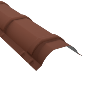 Faîtière ronde en bac acier rouge tuile RAL 8004 pour finition de faîtage