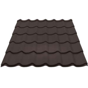 Tôle de toiture imitation tuile marron en acier galvanisé – profil ondulé effet tuile