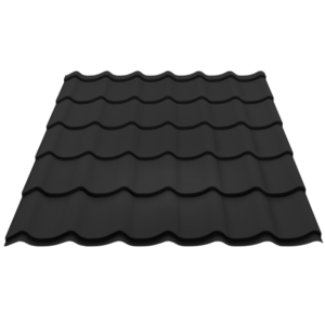 Tôle de toiture imitation tuile noir en acier galvanisé – profil ondulé effet tuile