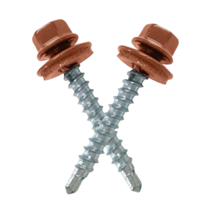 Vis autoforeuse acier laqué rouge tuile RAL 8004 avec rondelle d’étanchéité EPDM pour bac acier