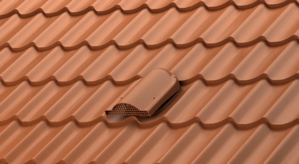 Chatière de ventilation toiture RAL 8004 rouge tuile pour bac acier – aérateur de toit métallique étanche anti-condensation